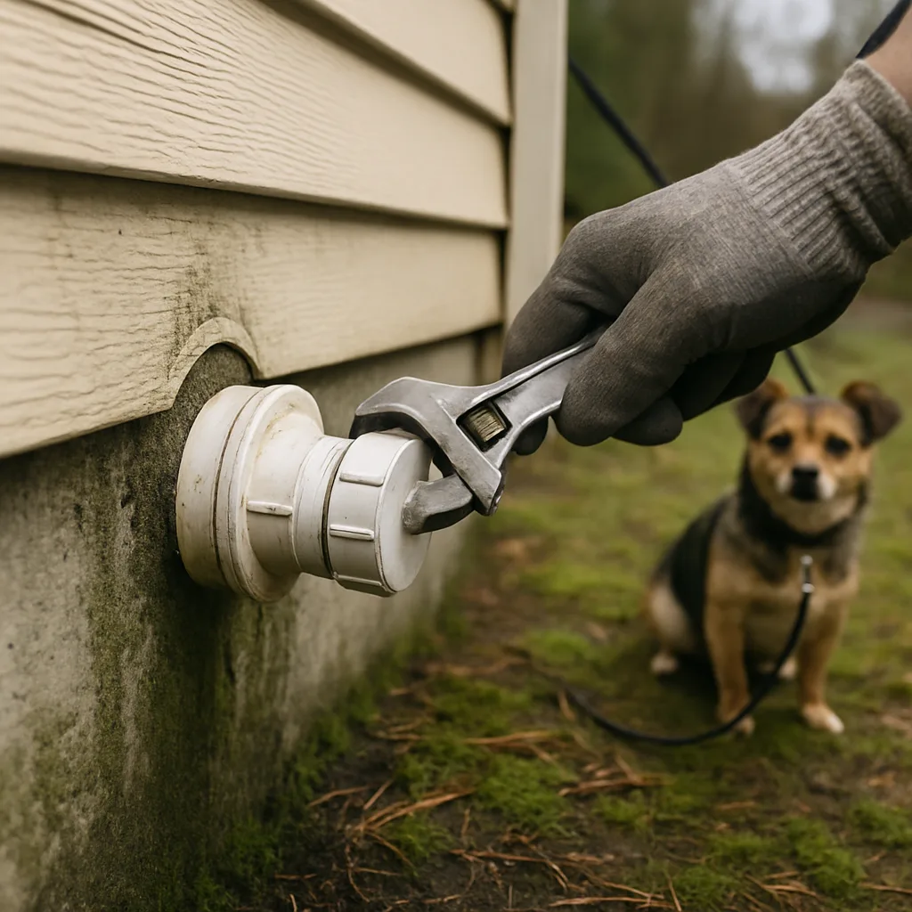 Sewer cleanout repair on Sandy home near Sandy Bluff Dog Park